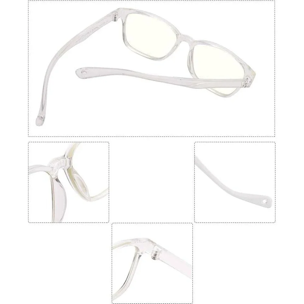 Four Chen Kids Clear Blue Light Blocking Glasses UV400 Square Gaming Eyewear